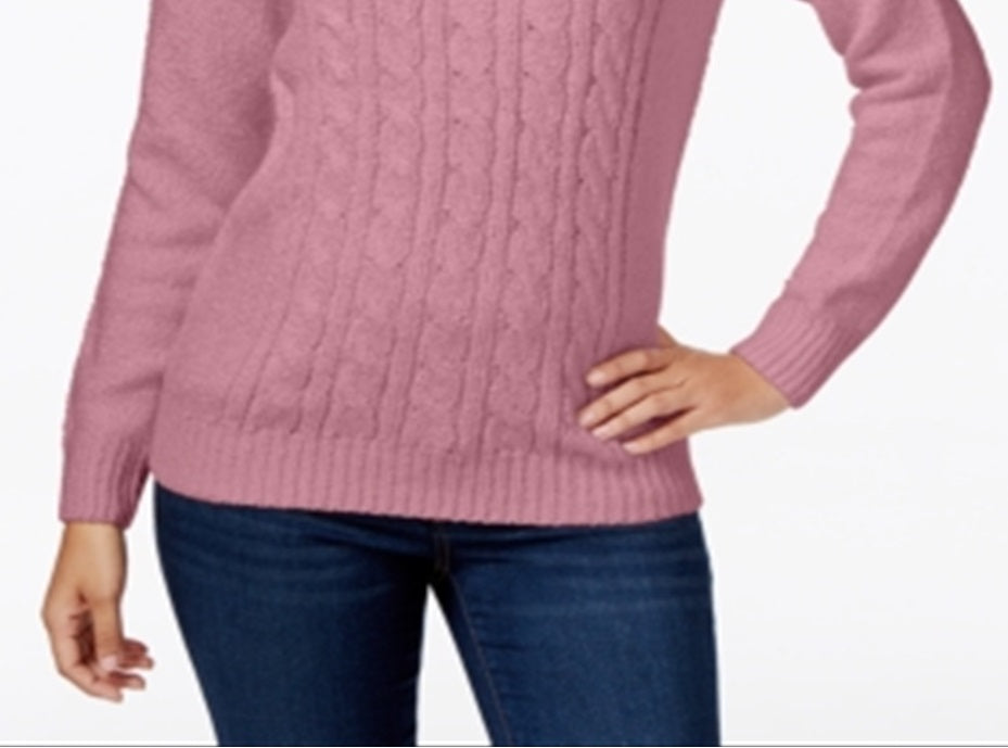 Karen Scott Women's  Button-Trim Mock-Neck Sweater Pink Size XS