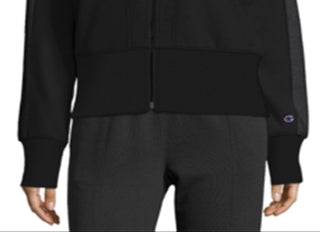 Champion Womens Herringbone Sweatshirt Fitness Hoodie Black Size Medium