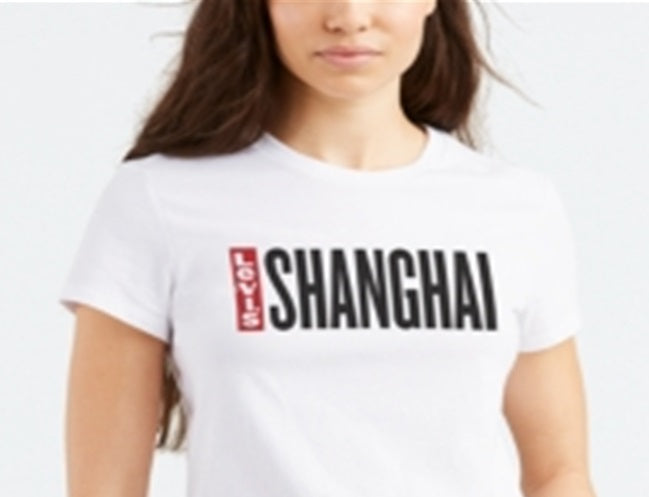 Levi's Women's Batwing Logo Cotton Cities T-Shirt White Size X-Large