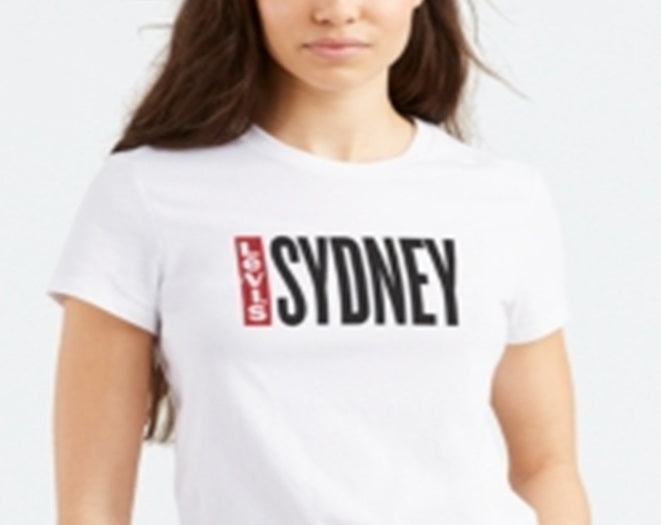 Levi's Women's Batwing Logo Cotton Cities T-Shirt White Size Large