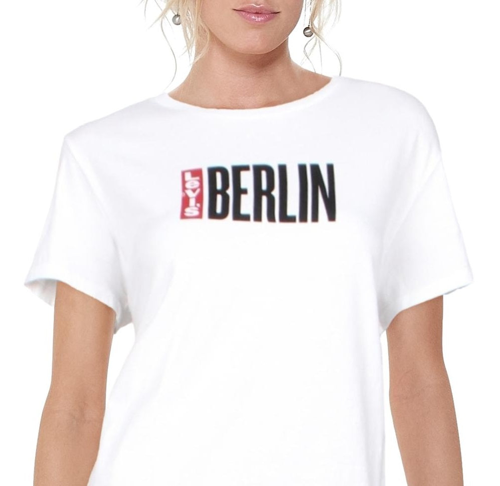 Levi's Women's Batwing Logo Cotton Cities T-Shirt White Size X-Large