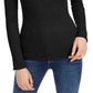 Planet Gold Juniors' Lace-up Mock-Neck Sweater Black Size X-Small