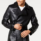 INC International Concepts Men's Faux Leather Dressy Trench Coat Black Size Medium