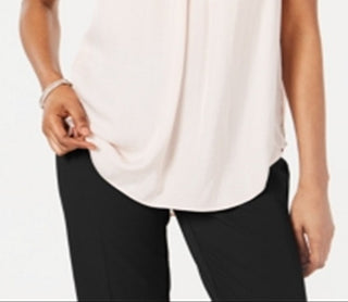 Alfani Women's Satin Ruched Shell Top Pink Size Large