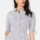 Maison Jules Women's Striped Fit & Flare Shirtdress Blue Size 14