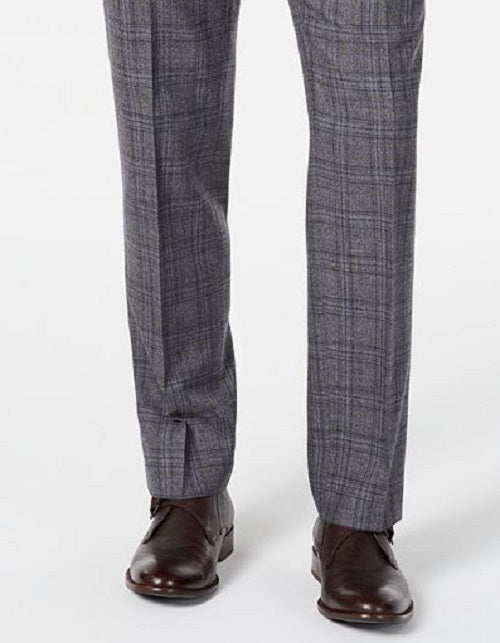 Michael Kors Men's Windowpane Plaid Classic Fit Pants Gray Size 36X34