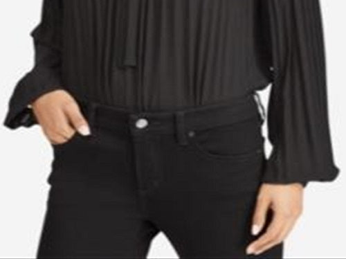 Ralph Lauren Women's Pleated Tie Neck Top Black Size XX-Large