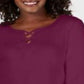 Karen Scott Women's Cotton Crisscross Trim Top Purple Size S