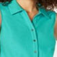 Charter Club Women's Turquoise Sleeveless Button up Top Blue Size 8 Petite