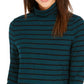 Charter Club Women's Striped Turtleneck Top Green Size X-Small