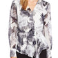 Vince Camuto Women's Long Sleeve Floral Top Gray Size XS