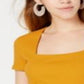 Bar III Women's Square Neck Bodysuit Yellow Size X-Large