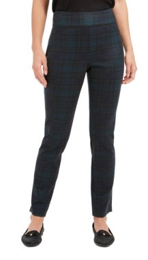 Charter Club Women's  Plaid Pull-on Pants Green Size 8