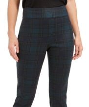 Charter Club Women's  Plaid Pull-on Pants Green Size 8