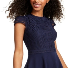 City Studios Juniors' Lace-Top Dress Blue Size 5