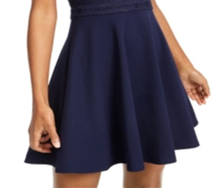 City Studios Juniors' Lace-Top Dress Blue Size 5