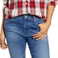 Lucky Brand Women's Plaid Collared Button Down Top Red Size Large