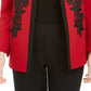 Kasper Women's Lace Trim Open Front Topper Jacket Red Size 10