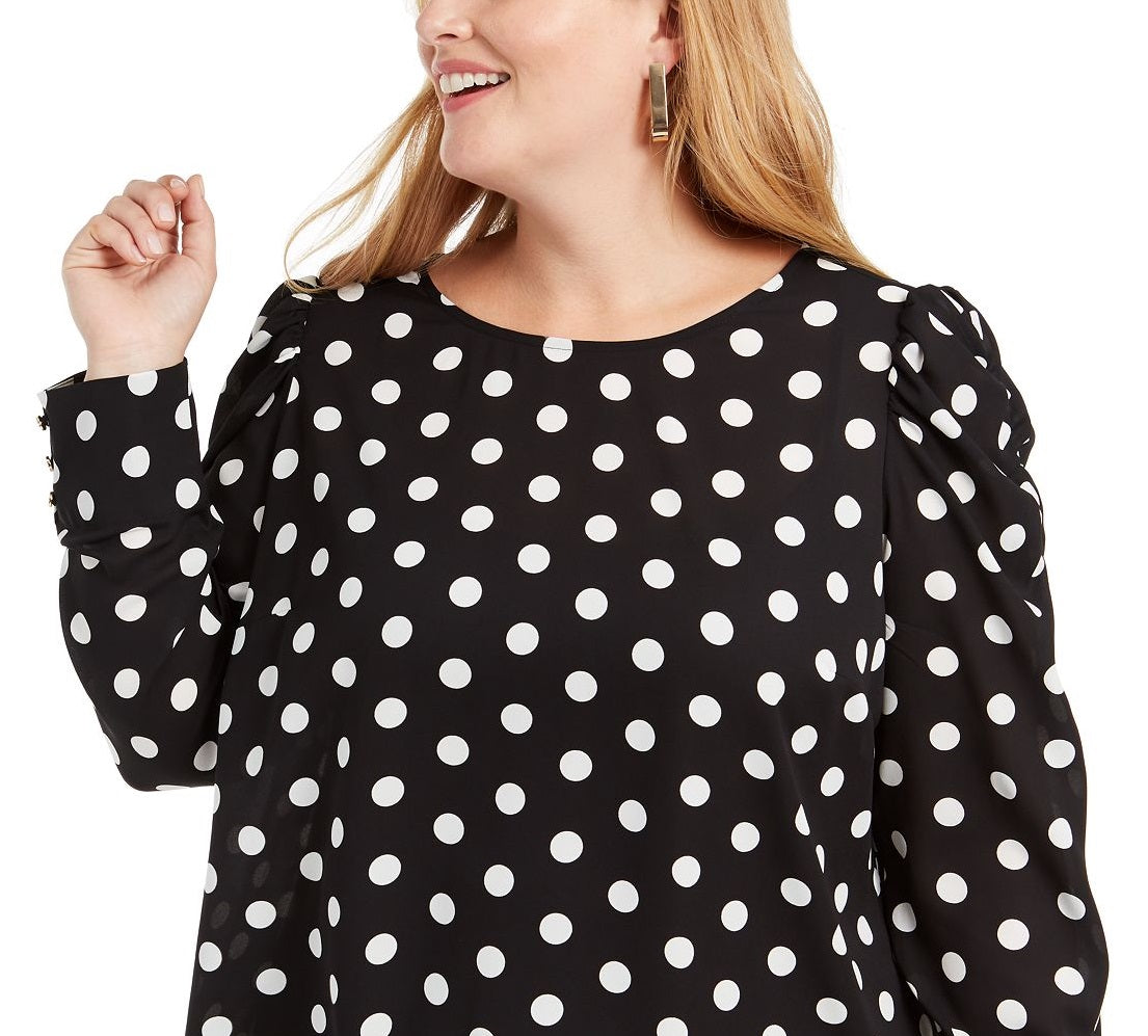 Alfani Women's Plus Polka Dot Top Black Size 0X