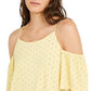 INC International Concepts Women's  Printed Cold-Shoulder Top  Yellow Size M