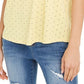 INC International Concepts Women's  Printed Cold-Shoulder Top  Yellow Size M