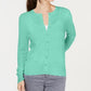 Charter Club Women's Petite Textured Cardigan Sweater Green Petite XS