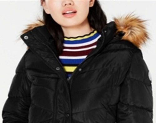 Madden Girl Womens Juniors Down Winter Puffer Coat Black Size 2XL