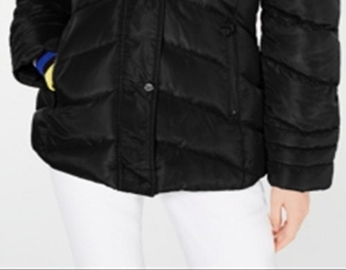 Madden Girl Womens Juniors Down Winter Puffer Coat Black Size 2XL