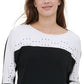 Calvin Klein Women's 3/4 Sleeve Jewel Neck Blouse Top Black Size Medium