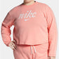 Nike Women's Plus Sportswear Cotton Cropped Sweatshirt Pink Size 3X