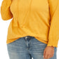 Style & Co Women's Plus Embroidered Cotton Tie Neck Top Yellow Size 4X