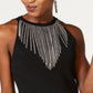 INC International Concepts Women's Rhinestone Necklace Sleeveless Sweater Top Black Size PP