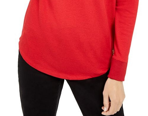 Michael Kors Women's Drop Shoulder Hoodie Red Size Petite Small