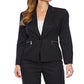 Le Suit Women's Pinstriped Zip Pocket Pantsuit Black Size 12