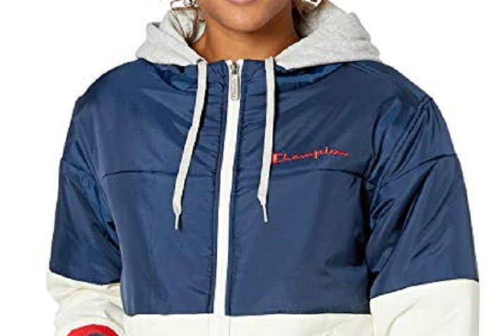 Champion Women's Stadium Hooded Puffer Jacket Blue Size X-Small