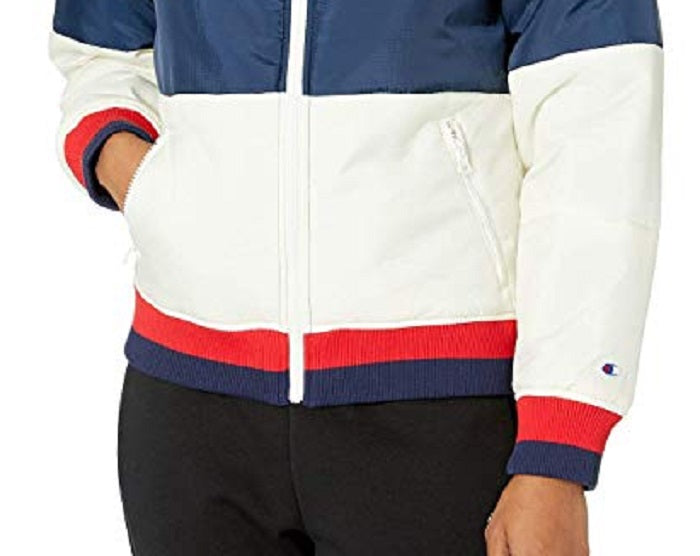 Champion Women's Stadium Hooded Puffer Jacket Blue Size X-Small