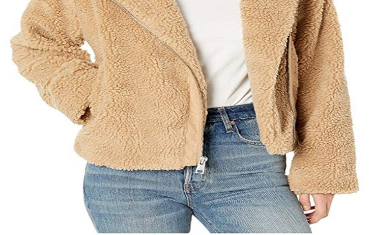 Levi's Women's All Over Sherpa Motorcycle Jacket Brown Size Medium