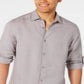 Alfani Men's Linen Button-Down Casual Shirt Gray Size XXLRG