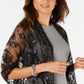 INC International Concepts Women's Floral Sequin Mesh Wrap Black Size Regular