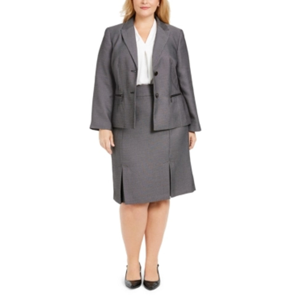 Le Suit Women's Pleated Hem Skirt Suit Gray Size 22W