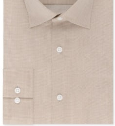 Michael Kors Men's Regular Fit Airsoft Stretch Non Iron Performance Solid Dress Shirt Brown Size L