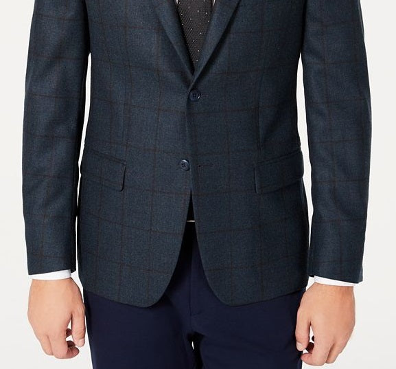 Michael Kors Men's Sport Coat Short Windowpane Two-Button Blue Size 38 S