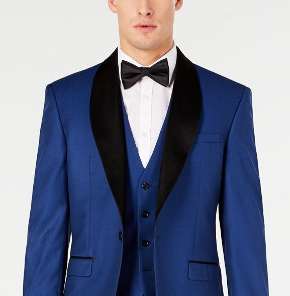 Ryan Seacrest Distinction Men's Slim-Fit Stretch Cobalt Shawl Lapel Tuxedo Jacket  Blue Size 46