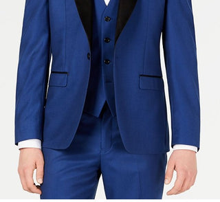 Ryan Seacrest Distinction Men's Slim-Fit Stretch Cobalt Shawl Lapel Tuxedo Jacket  Blue Size 46