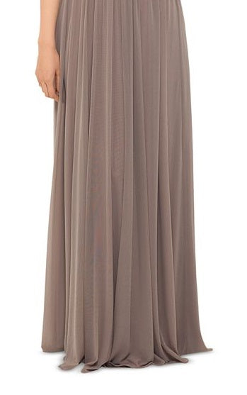 Betsy Adam Women's Sequined Short Sleeve Jewel Neck Full Length Evening Dress Brown Size 12