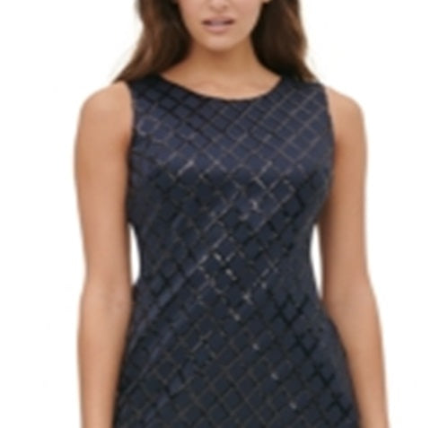 Tommy Hilfiger Women's  Petite Sequined Sheath Dress Blue Size 12 P