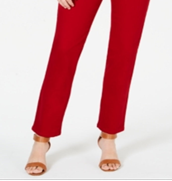 Style & Co Women's Tummy-Control Straight-Leg Fashion Jeans Red Size 4