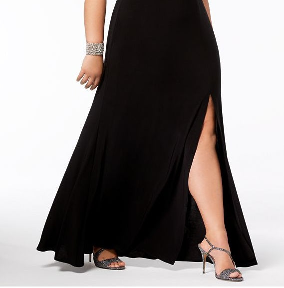 Nightway Women's Plus Size Off-the-Shoulder Gown Black Size 16W