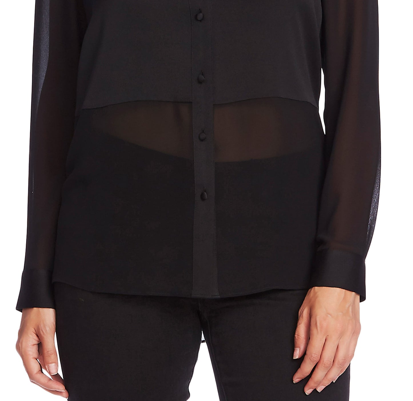 Vince Camuto Women's Chiffon Blouse Black Size XL