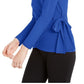 Michael Kors Women's Bow Tie Long Sleeve Wrap Top Blue Size S